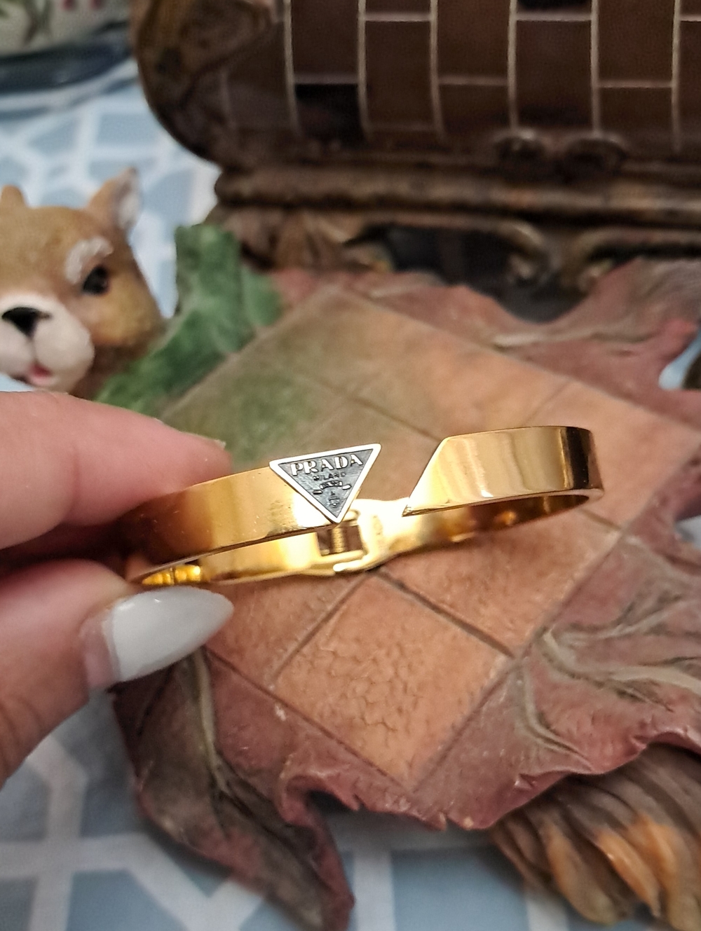 Gold-Tone Logo Cuff Bracelet -